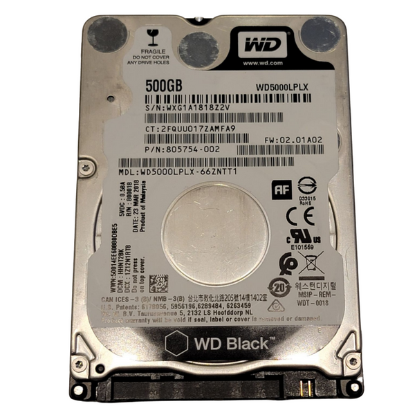 500GB 2.5'' Western Digital WD5000LPLX-66ZNTT1 805754-002 SATA 500GB 2.5''Hard Drive